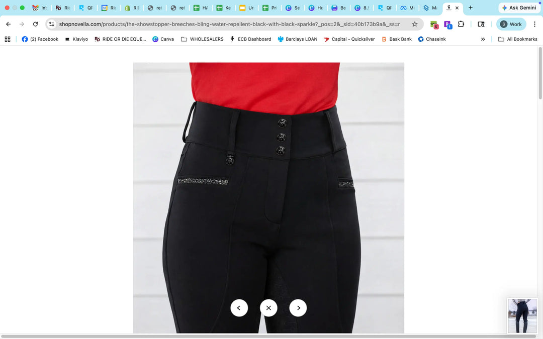 Novella Showstopper Black Bling Full Seat Breeches