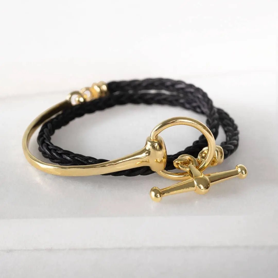 Odeza - Wrap Around Horse Bit Bracelet in Gold & Black URBAN-EQUESTRIAN