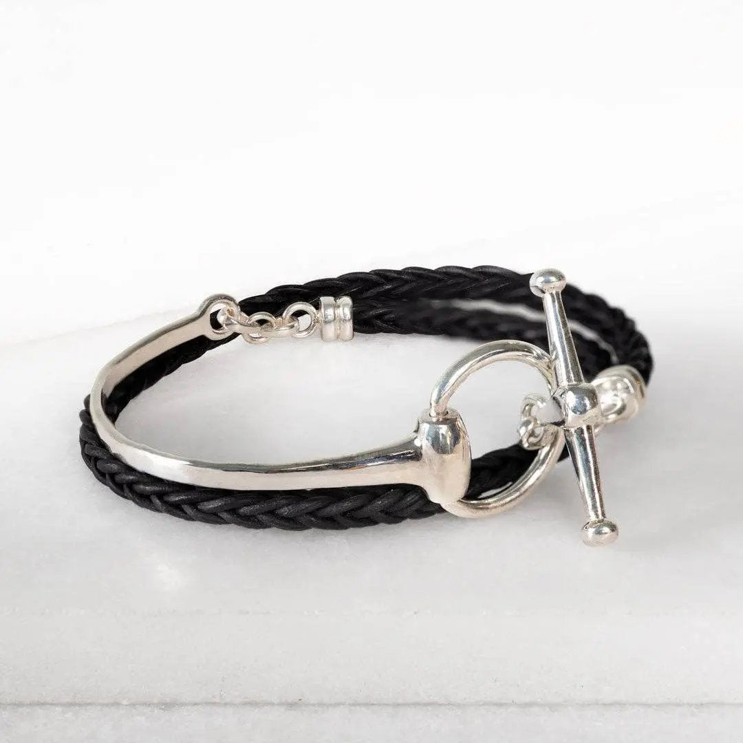 Odeza - Wrap Around Horse Bit Bracelet in Silver & Black URBAN-EQUESTRIAN