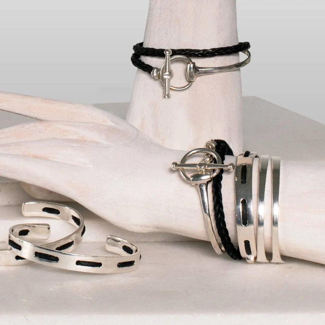 Odeza - Wrap Around Horse Bit Bracelet in Silver & Black URBAN-EQUESTRIAN
