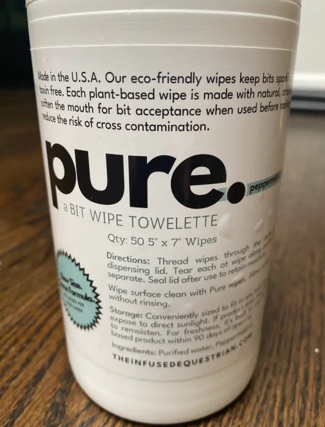 Pure Peppermint Flavor Bit Cleaning Wipes Infused Equestrian