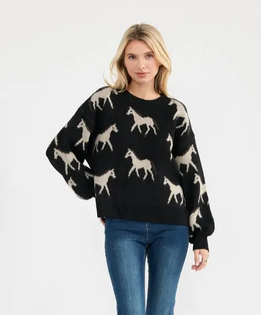 Roaming Horses Boxy Sweater RIDE OR DIE EQUESTRIAN SHOP