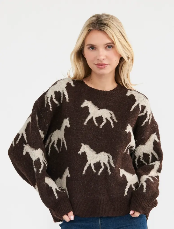 Roaming Horses Boxy Sweater RIDE OR DIE EQUESTRIAN SHOP