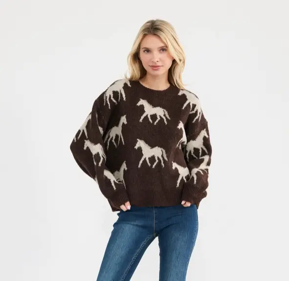 Roaming Horses Boxy Sweater RIDE OR DIE EQUESTRIAN SHOP