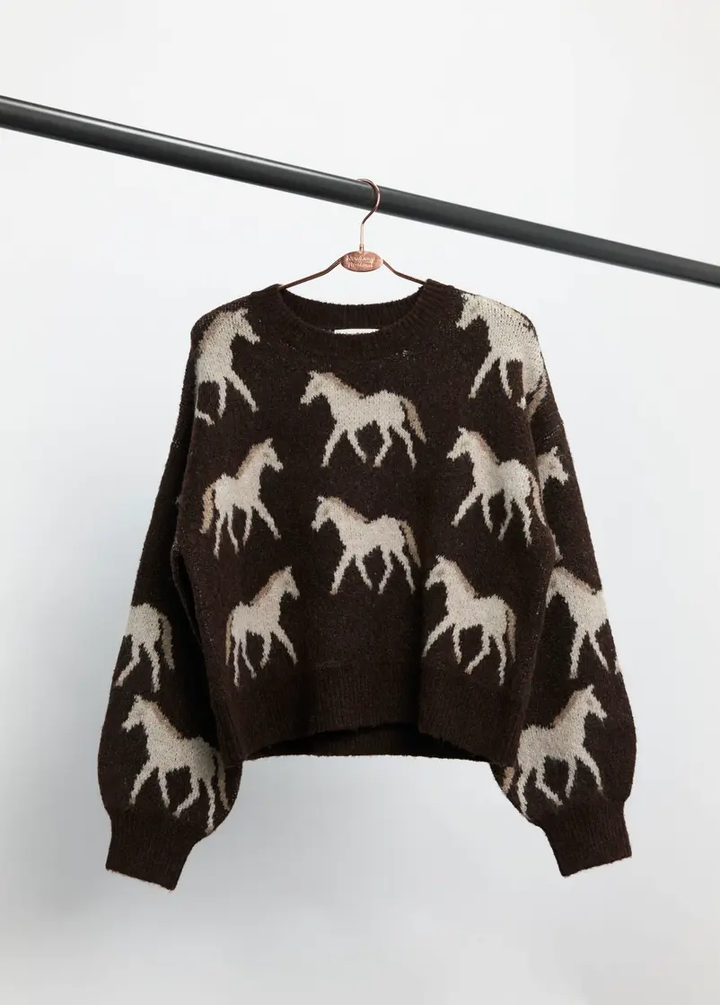 Roaming Horses Boxy Sweater RIDE OR DIE EQUESTRIAN SHOP