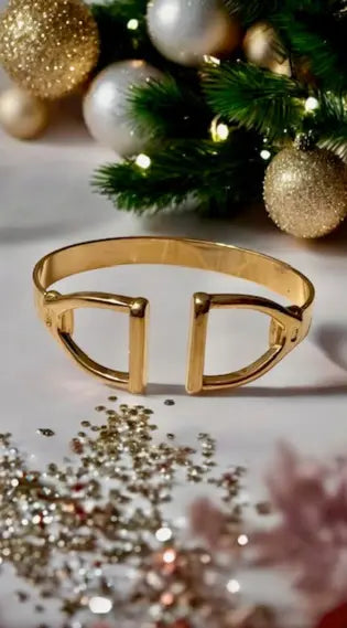 Sadie Stirrup Cuff Bangle Gold Lilo Collections