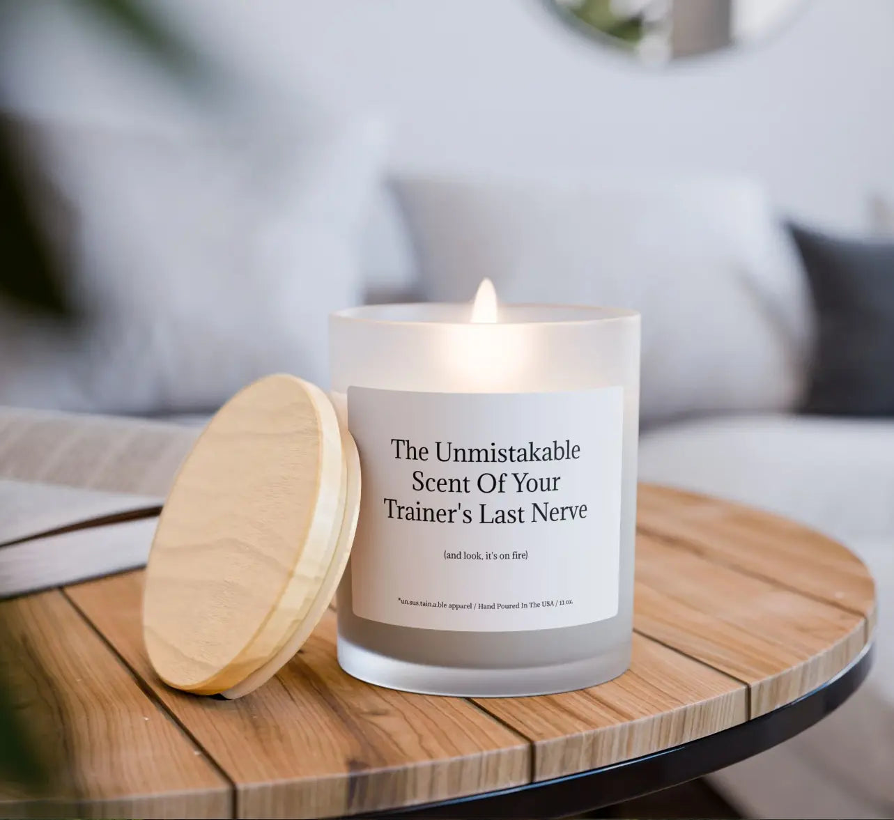 Scent of Trainer's Last Nerve Soy Wax Candle un.sus.tain.a.ble apparel