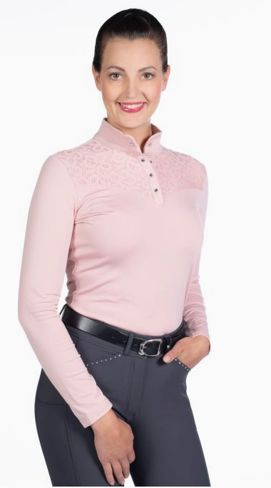 Berry Lace Crystal Snap Front Long Sleeve Shirt