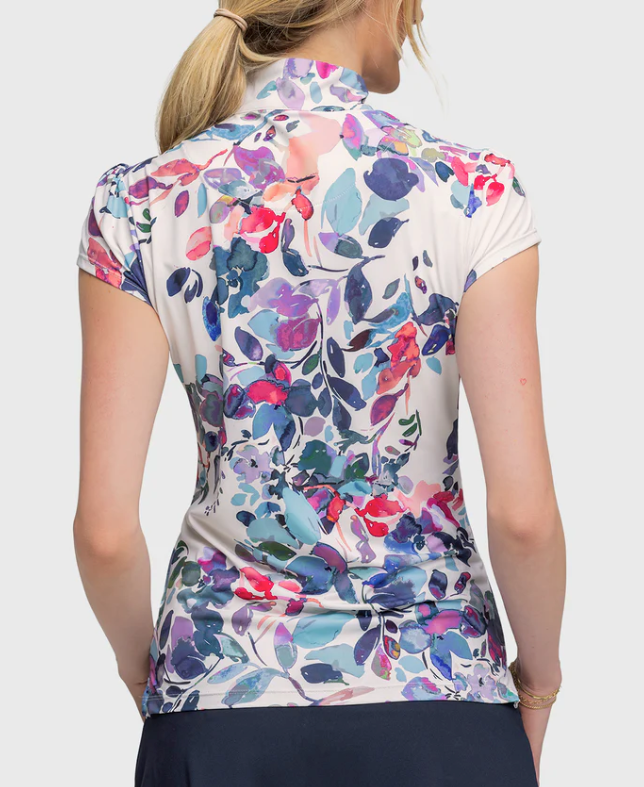 Cap Sleeve Amethyst Watercolor Flora 1/4 Zip