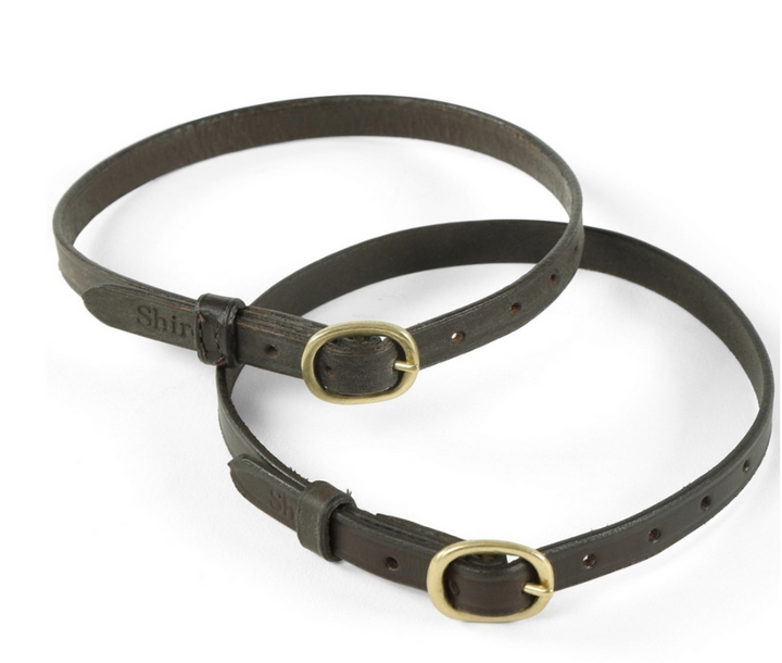 brown spur strap with gold buckle