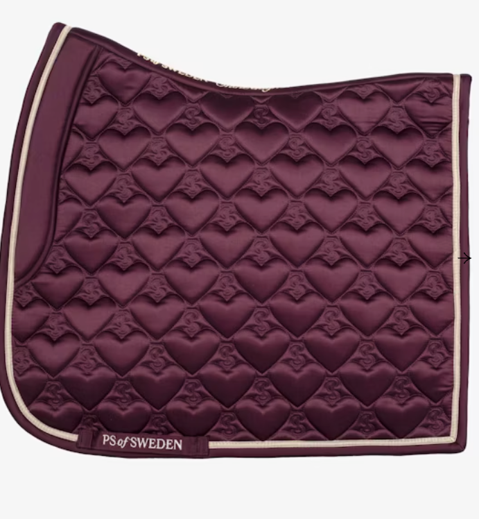 Heart Satin Saddle Pad - Plum