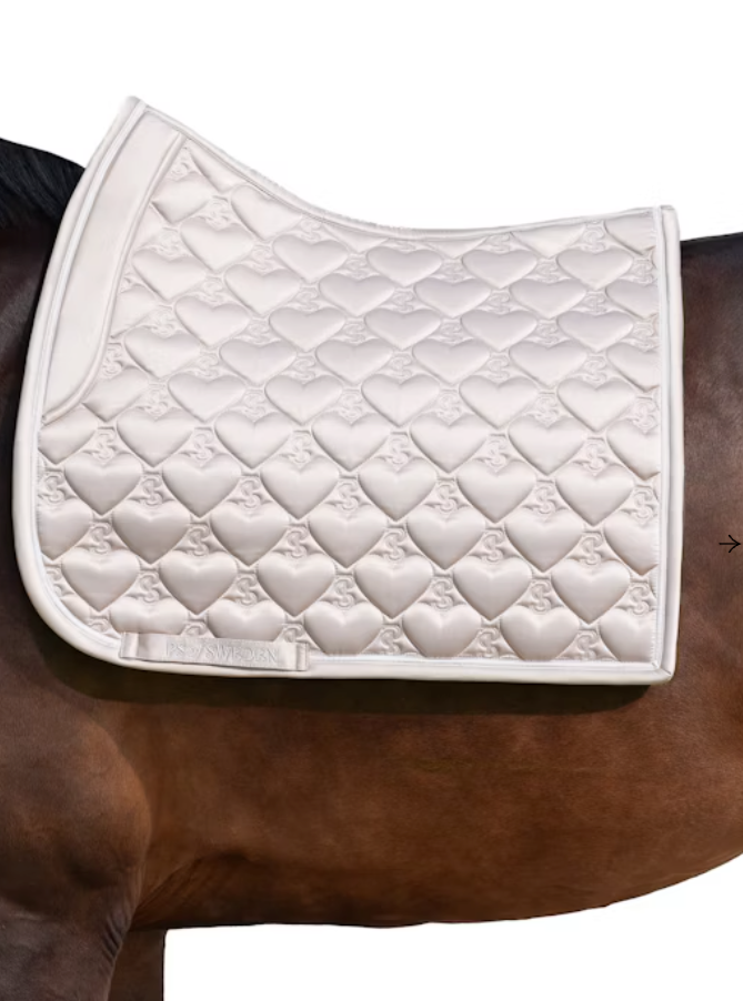 Heart Satin Saddle Pad - Silk Taupe Dressage