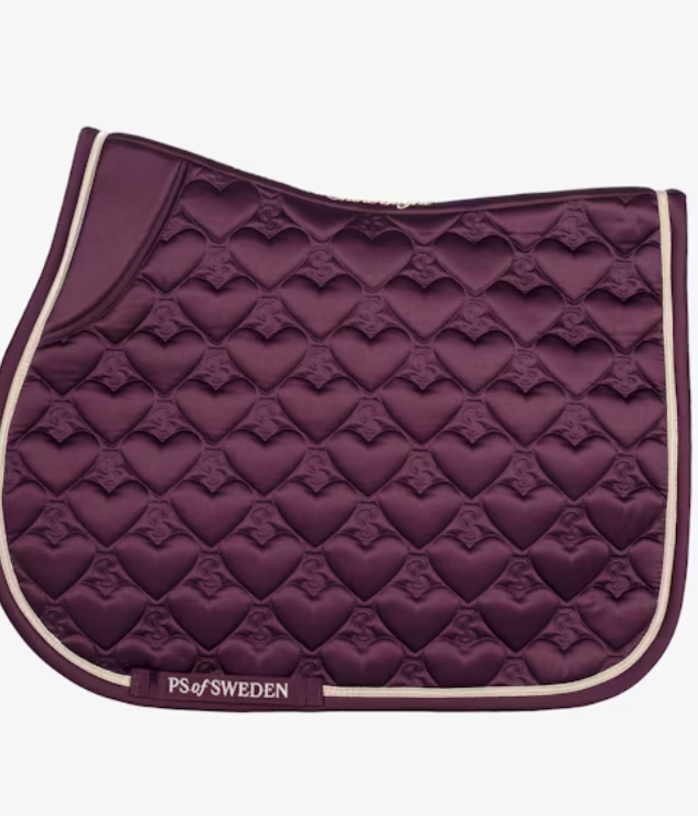 Heart Satin Saddle Pad - Plum