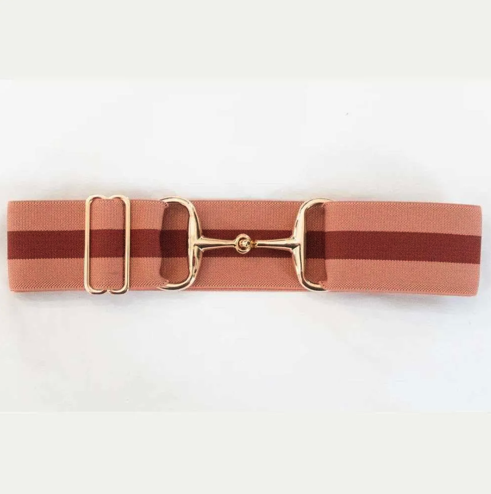 Ellany Belts - Rose Chunky Stripe with Gold Snaffle