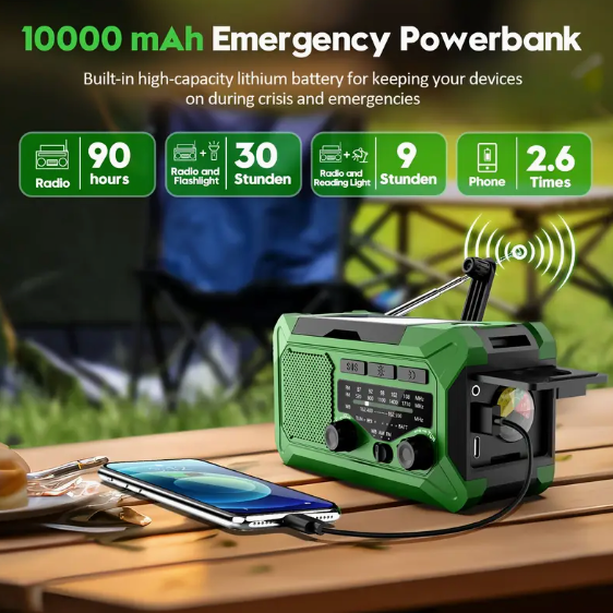 36,800mwh Emergency Radio | Power Bank Phone Charger | Light