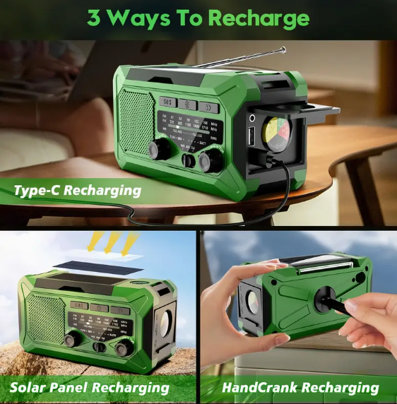 36,800mwh Emergency Radio | Power Bank Phone Charger | Light