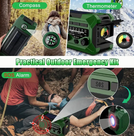 36,800mwh Emergency Radio | Power Bank Phone Charger | Light