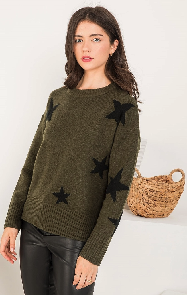 Stargazer Sweater - Olive & Black