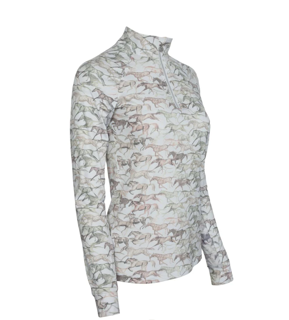 Dapplebay Galloping Watercolor 1/4 Zip Long Sleeve