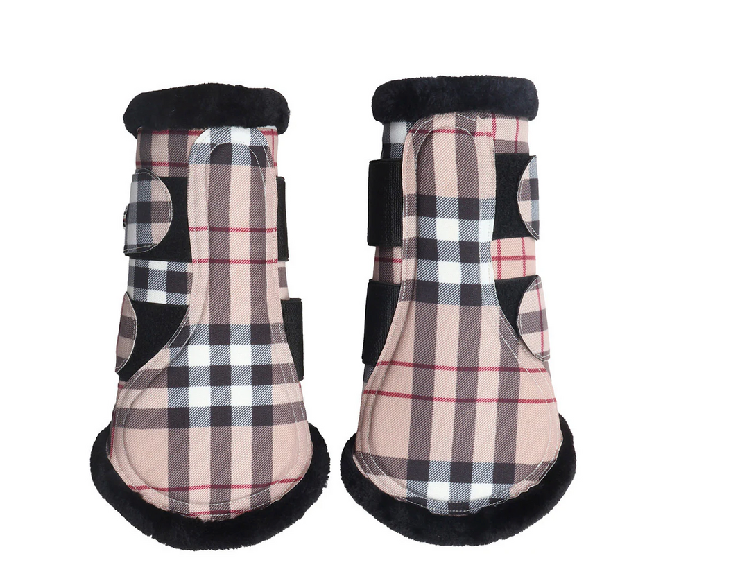Dapplebay Holiday Tan Plaid Brushing Boots