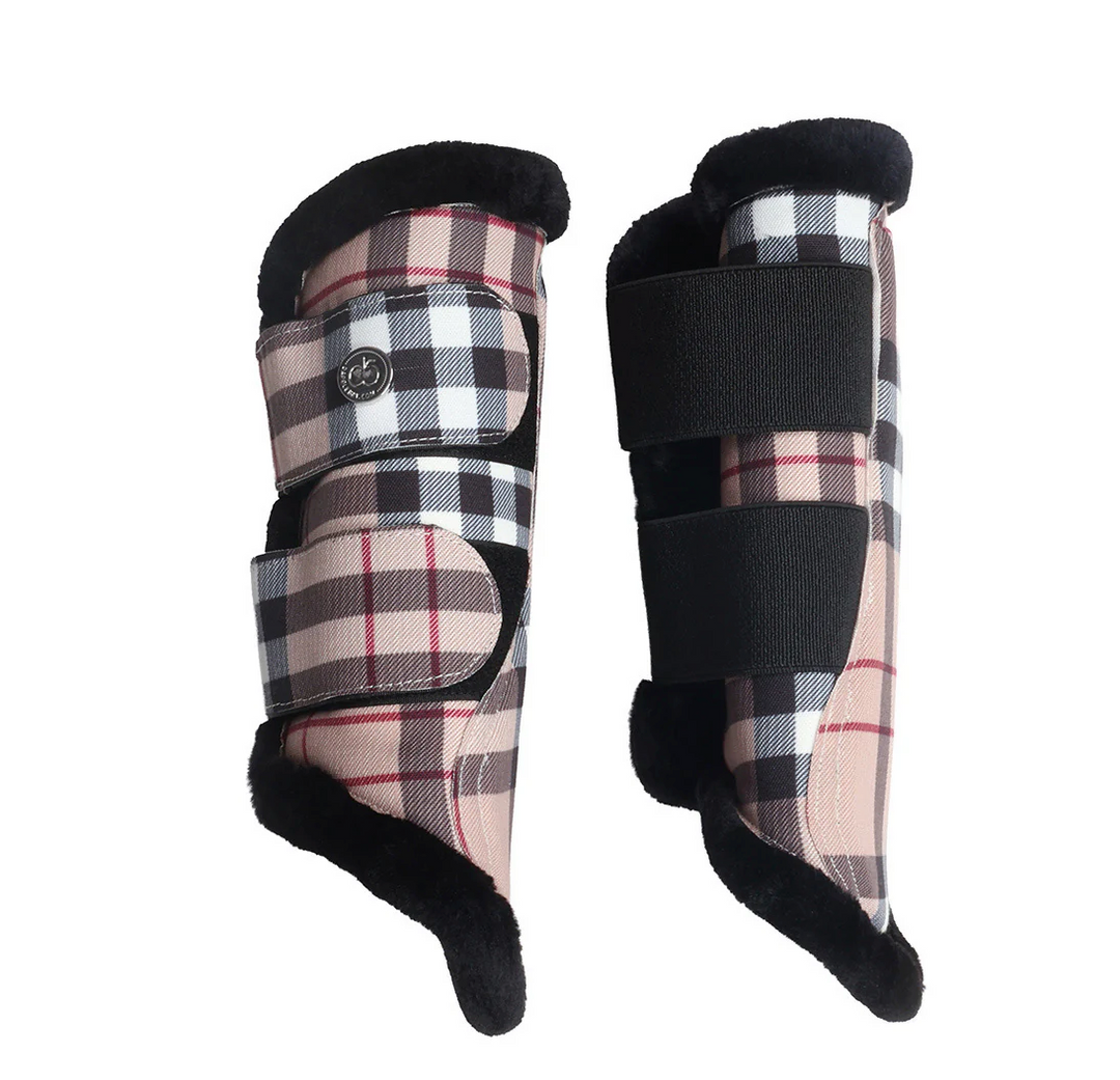 Dapplebay Holiday Tan Plaid Brushing Boots