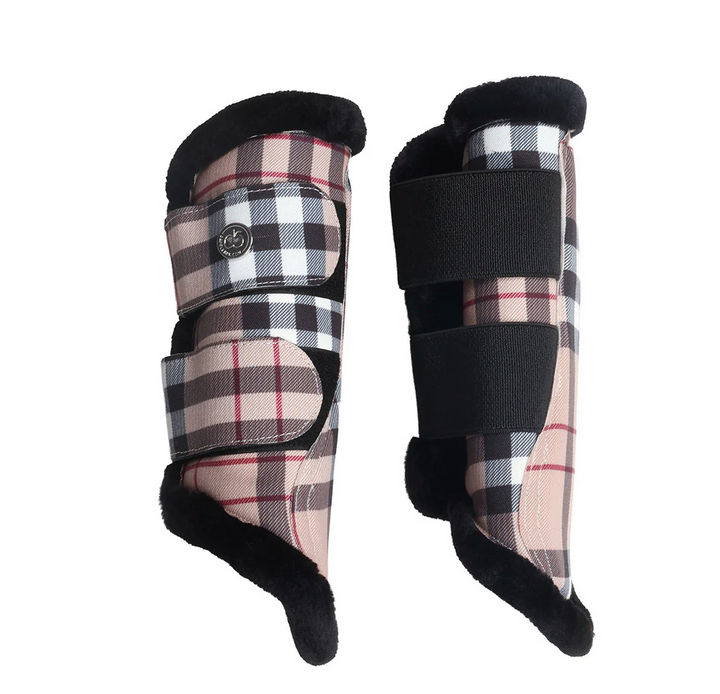 Dapplebay Holiday Tan Plaid Brushing Boots