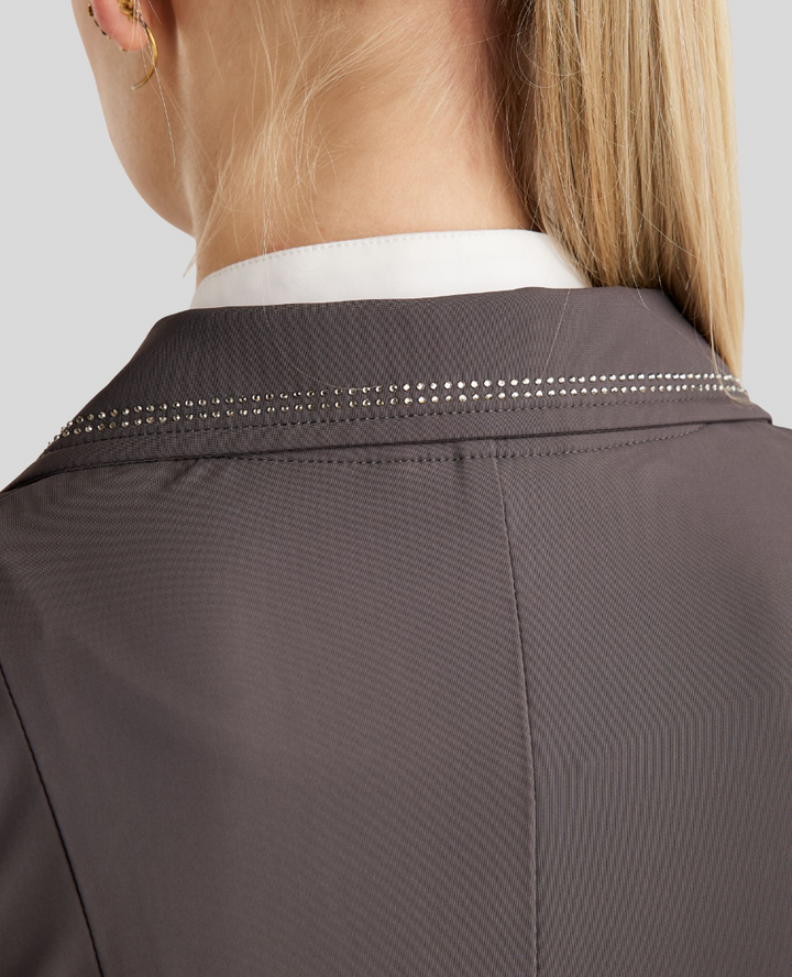 Montar MoPearl Show Coat with Pintucks + Gunmetal Crystals