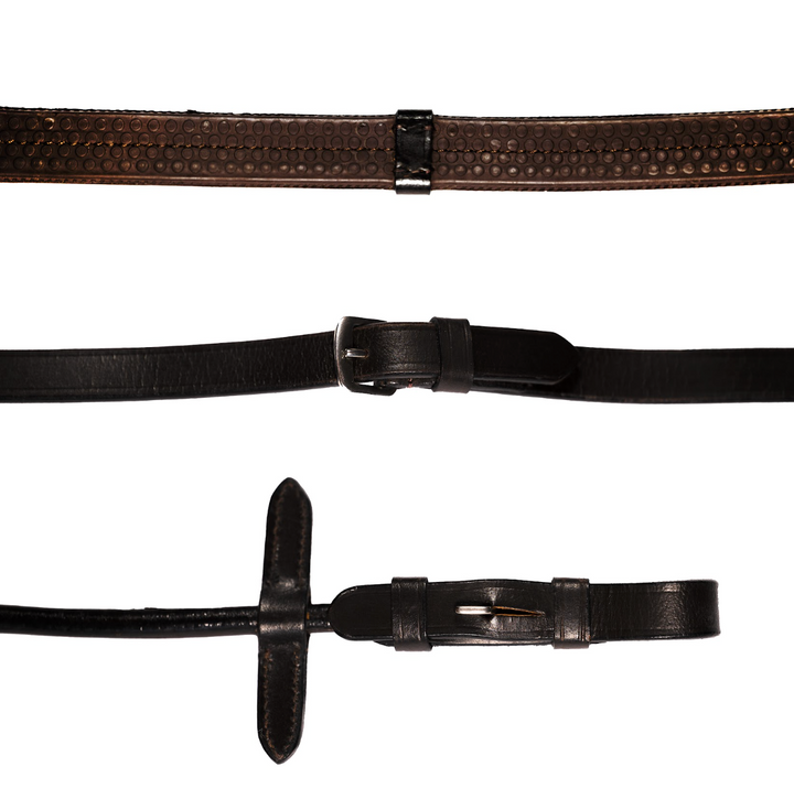 Lumiere Leather &amp; Rubber Grip Reins (Rolled) – Silver Fittings