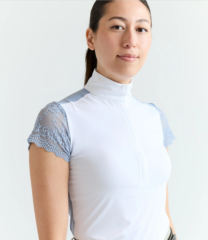 70 Degrees Lace Sleeve Short Sleeve Show Shirt