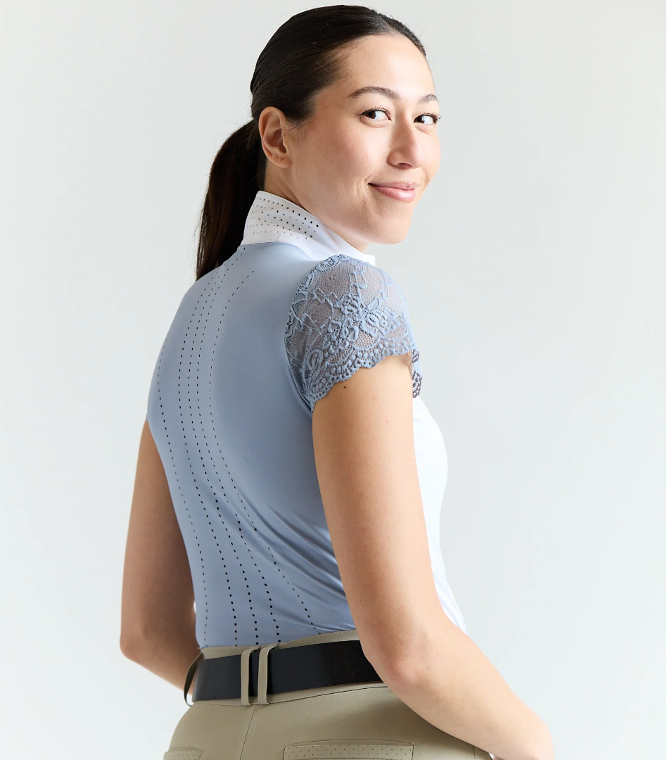 70 Degrees Lace Sleeve Short Sleeve Show Shirt