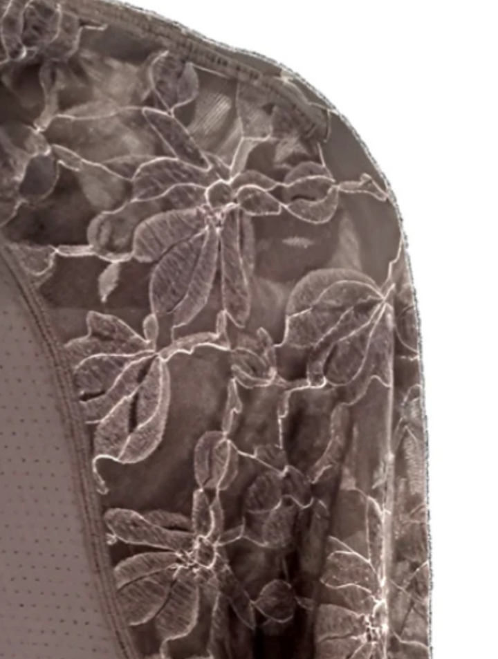 70 Degrees Lace Floral Mesh Sport Mock