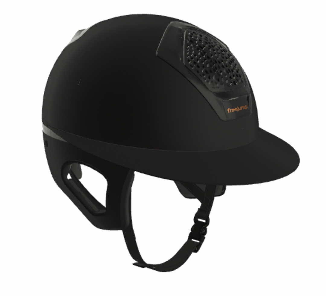 Freejump Voronoï Helmet - Black Matte Shell with Gloss Grill + Gloss Brim