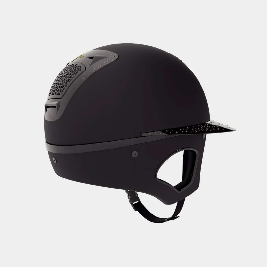 Freejump Voronoï Helmet - Black Matte Shell with Gloss Black Crystal Grill and Wide Gloss Crystal Brim