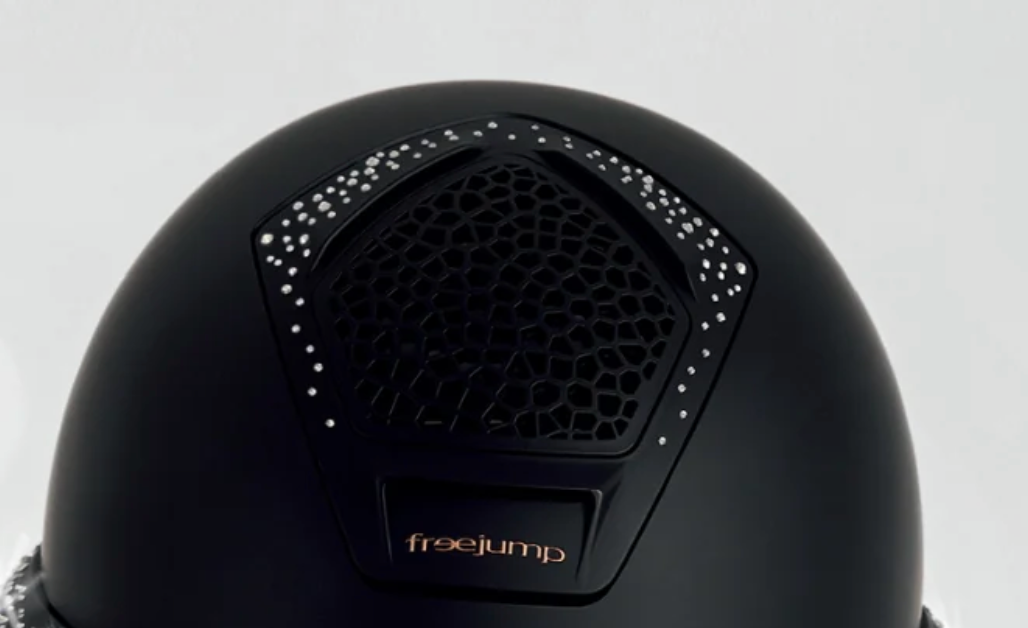 Freejump Voronoï Helmet - Black Matte Shell with Gloss Silver Crystal Grill