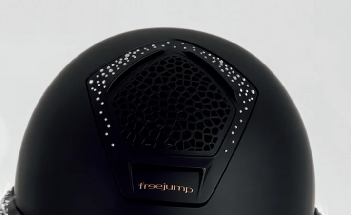 Freejump Voronoï Helmet - Black Matte Shell with Gloss Silver Crystal Grill