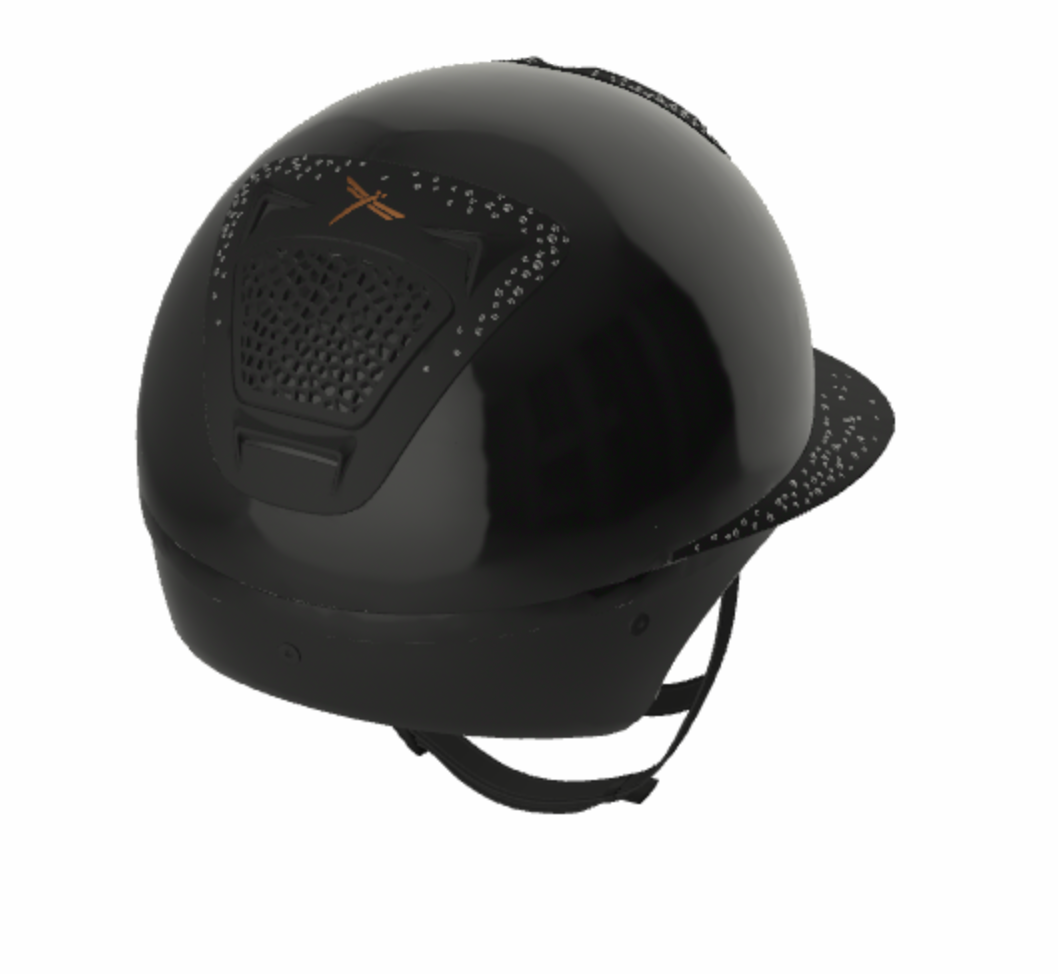 Freejump Voronoï Helmet - Black Gloss Shell with Matte Silver Crystal Grill &amp; Visor