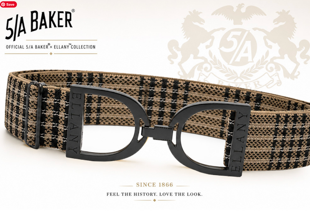 5/a Baker x Ellany Belt 1.5 Wide.  Gold, Black or Copper Stirrup