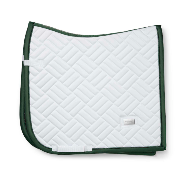 Equestrian Stockholm Modern White with Sycamore Green Saddle Pad - Dressage