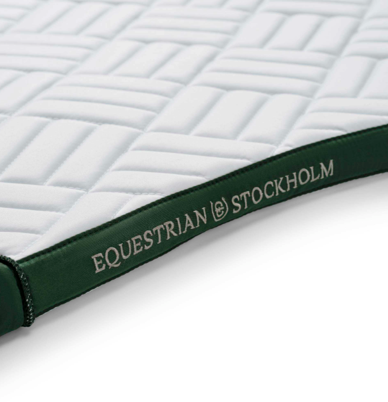 Equestrian Stockholm Modern White with Sycamore Green Saddle Pad - Dressage