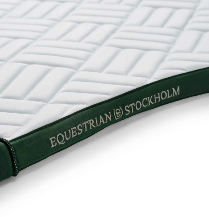 Equestrian Stockholm Modern White with Sycamore Green Saddle Pad - Dressage