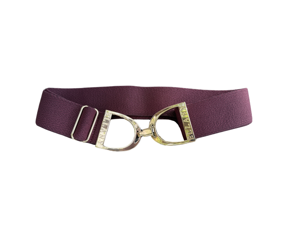 Ellany Belts -   1.5" Fig Herringbone with Gold Stirrup