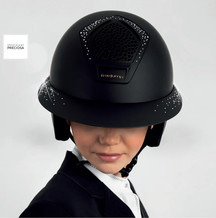 Freejump Voronoï Helmet - Full Black Matte with Crystal Grill and Wide Crystal Brim