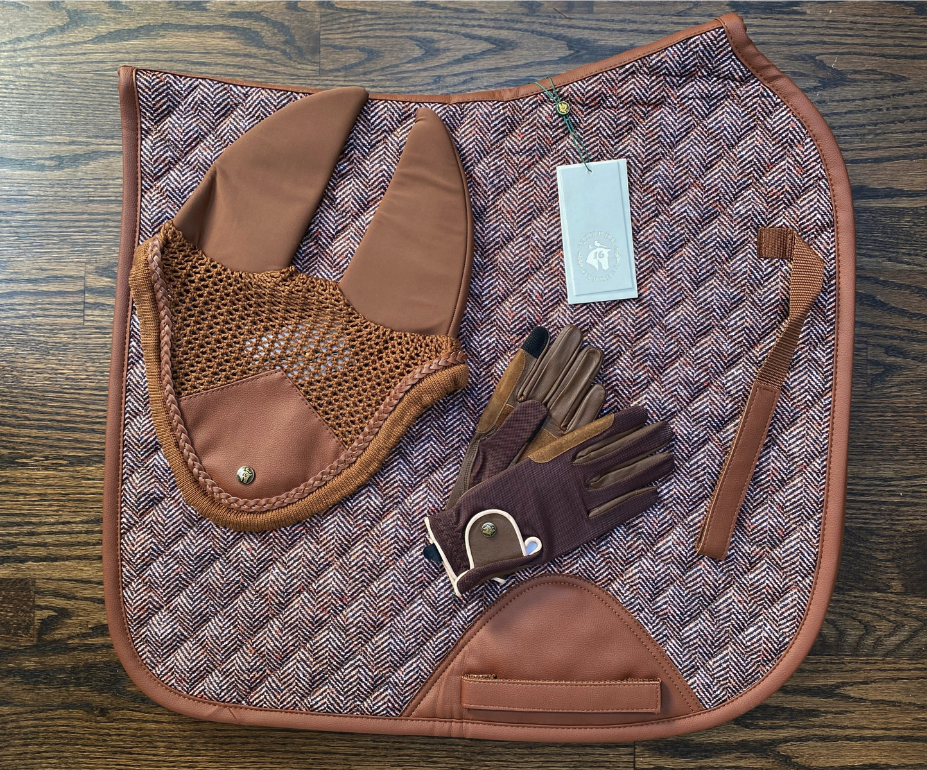 Herringbone & Cognac Saddle Pad