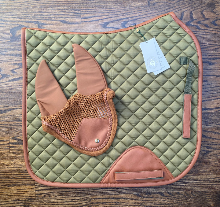 Olive & Cognac Saddle Pad