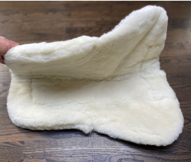 Merino Wool Fleece Half Pad, White & Cognac