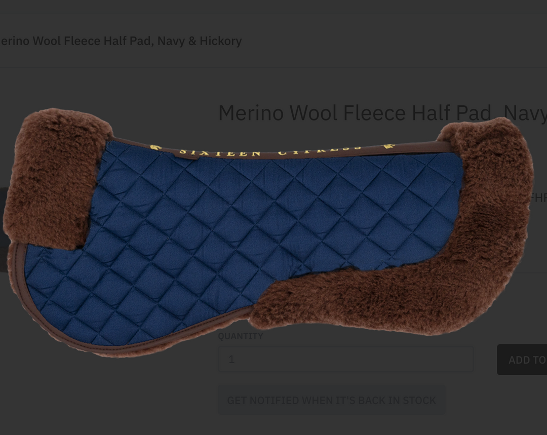 Merino Wool Fleece Half Pad, White & Cognac