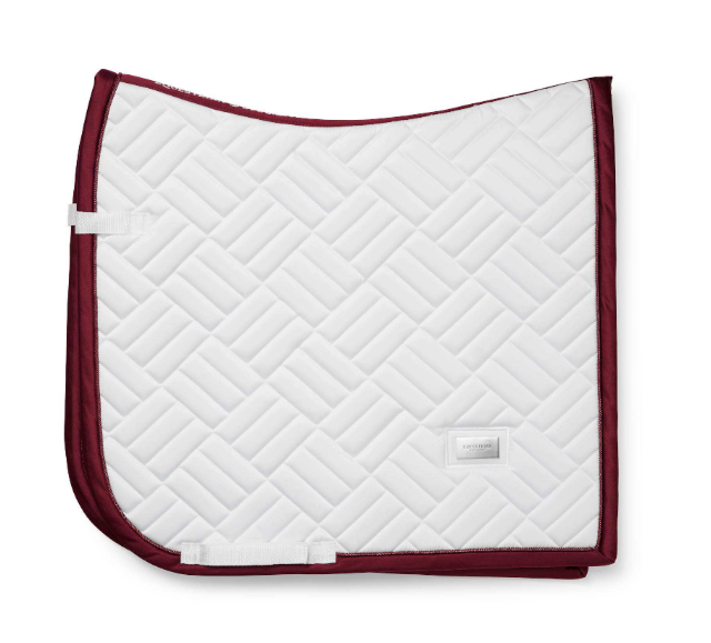 Equestrian Stockholm Modern White with Merlot Saddle Pad - Dressage