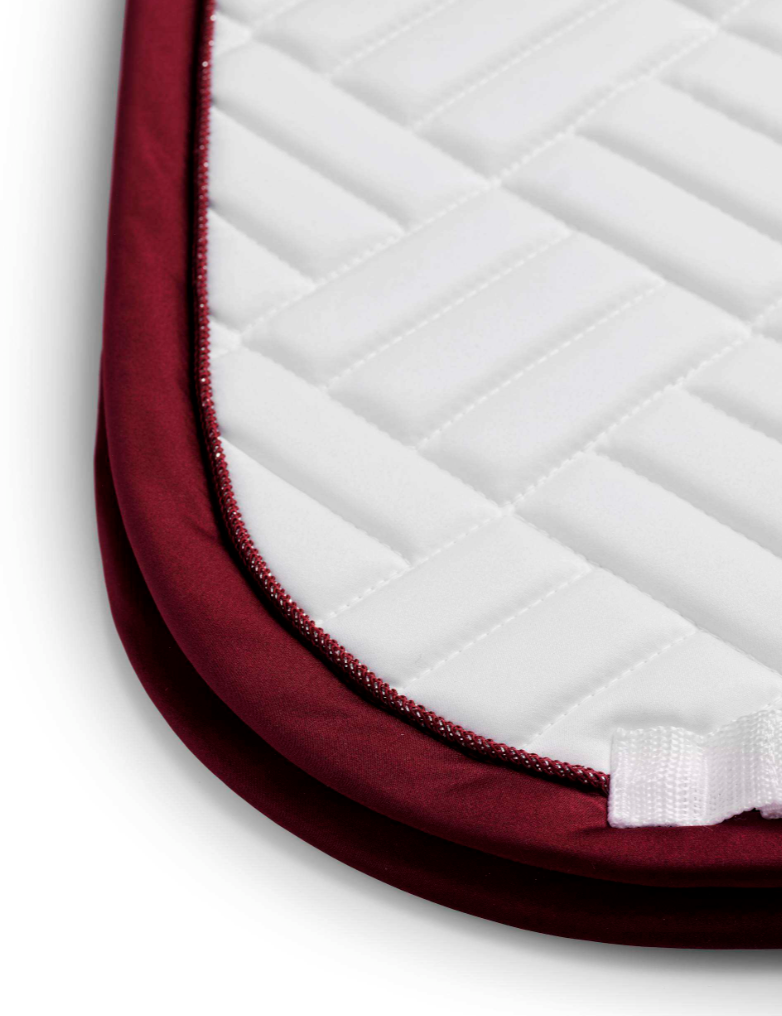 Equestrian Stockholm Modern White with Merlot Saddle Pad - Dressage