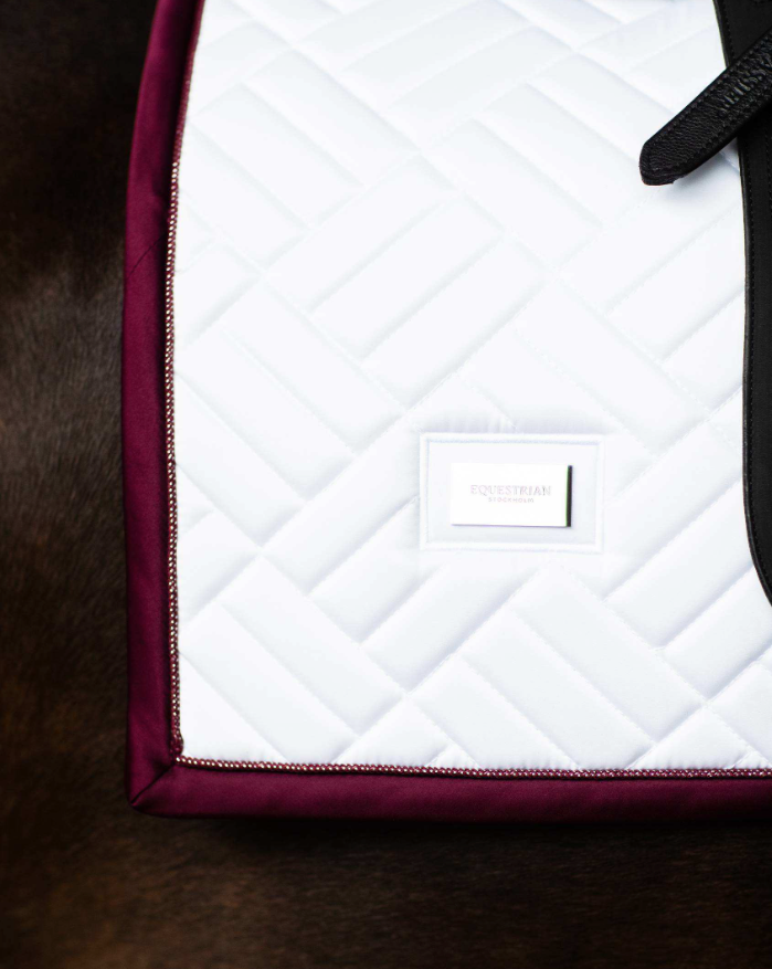Equestrian Stockholm Modern White with Merlot Saddle Pad - Dressage