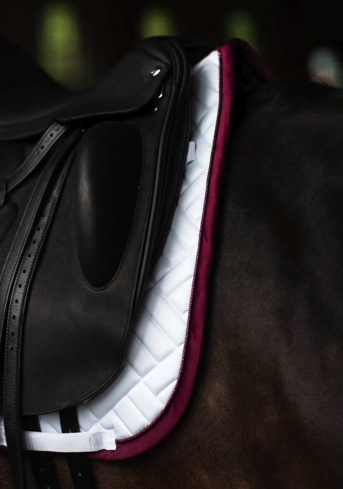 Equestrian Stockholm Modern White with Merlot Saddle Pad - Dressage